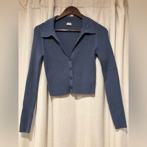 Aerie Blue Ribbed Cardigan Sweater size medium